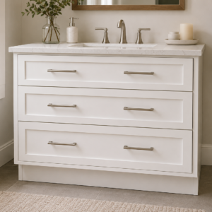Brand-New 48" White Shaker Three-Drawer Base Cabinet
