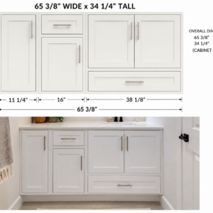 65 3/8" White Shaker-Style Cabinet with Brushed Nickel Hardware