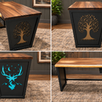 Wood Top Desk with Powder Coated Laser Cutout Ends