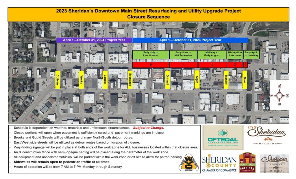 SHERIDAN DOWNTOWNMAIN STREETRECONSTRUCTIONUPDATES Sheridan Media   COS Website MAP.pub 1 1024x622 