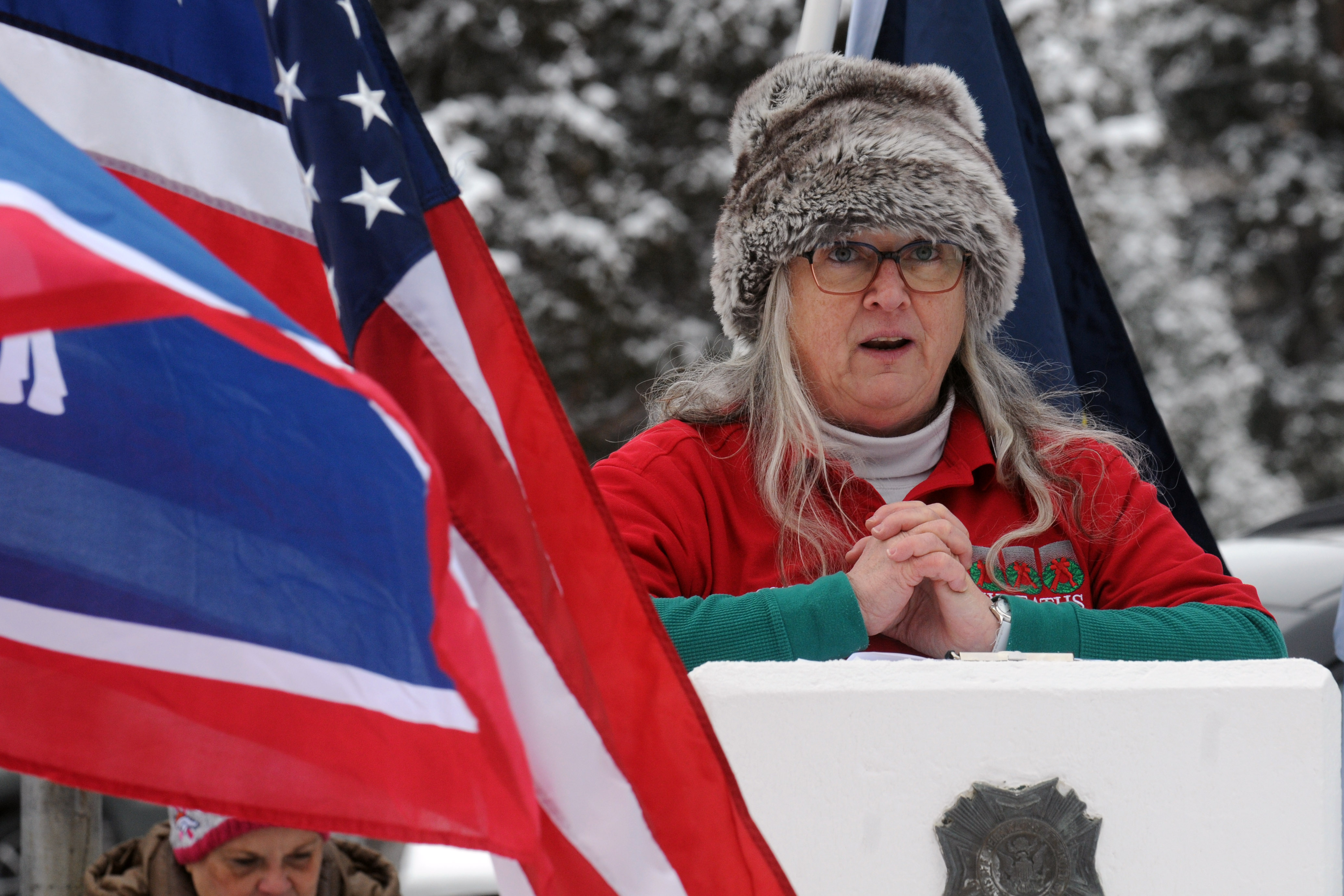 Michelle Parker, who organized the Wreaths Across America at the Sheridan Municipal Cemetery told the audience of how her grandfather served with the U.S. Army in World War II and received four Bronze Stars.