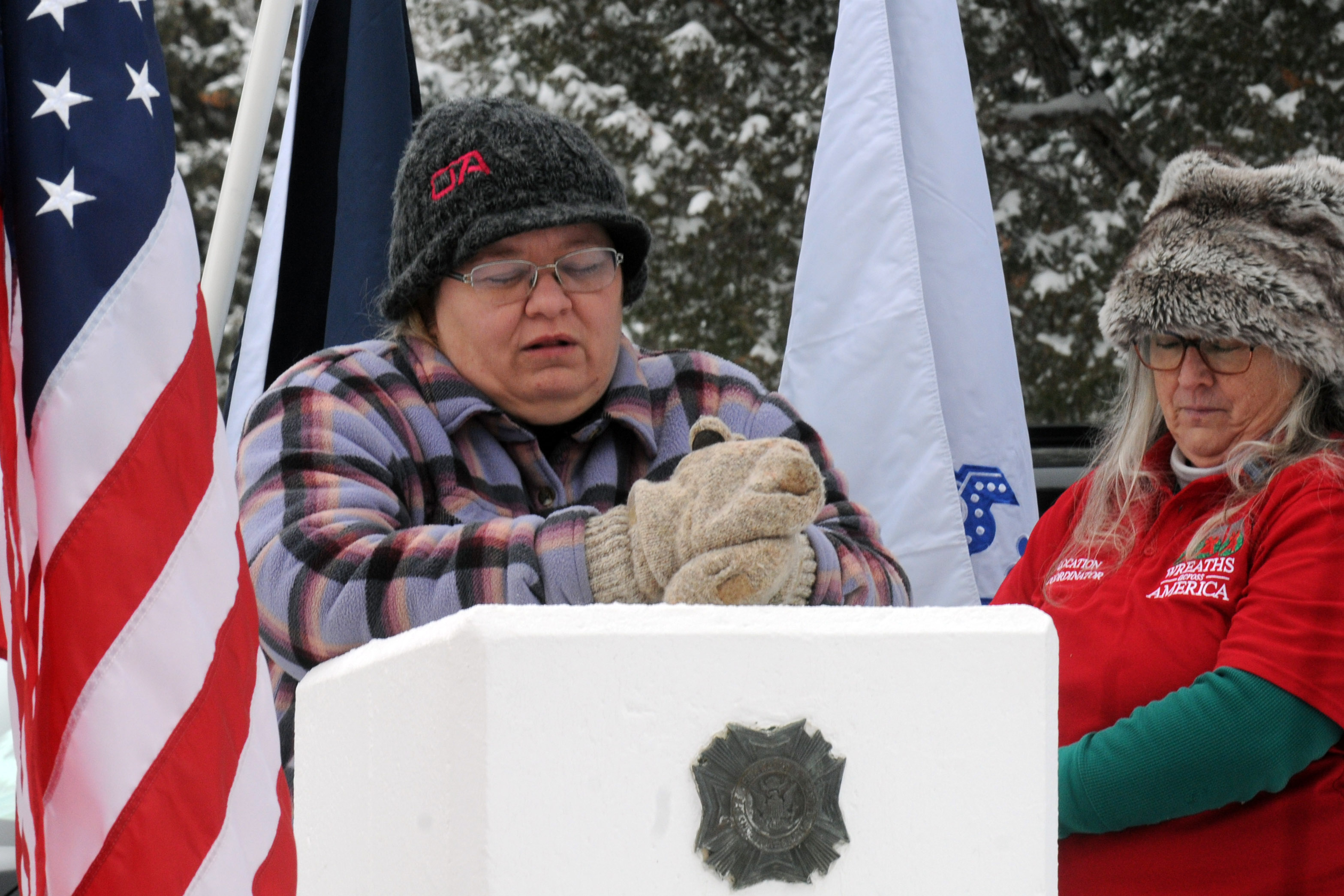Holly Jennings performs the closing prayer during the ceremony.